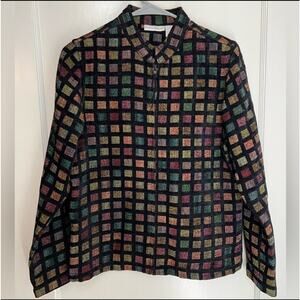 Womens Preswick & Moore Jacket Size Small Colorful Square Long Sleeve Zip Up